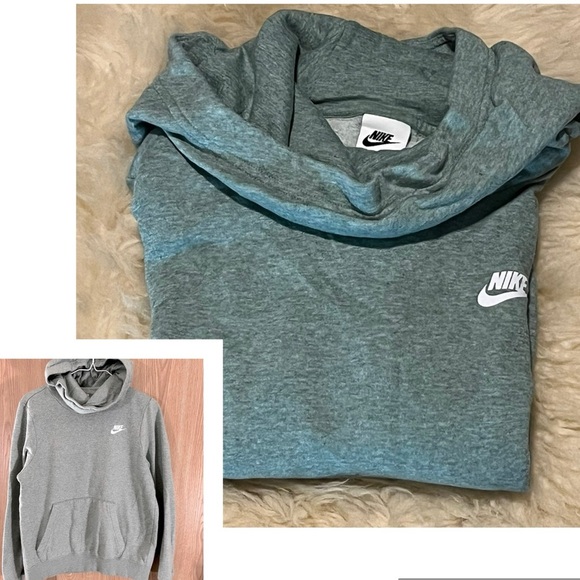 Nike Tops - Nike Cowl Neck Pullover Green Logo Hoodie Oversized Sweatshirt